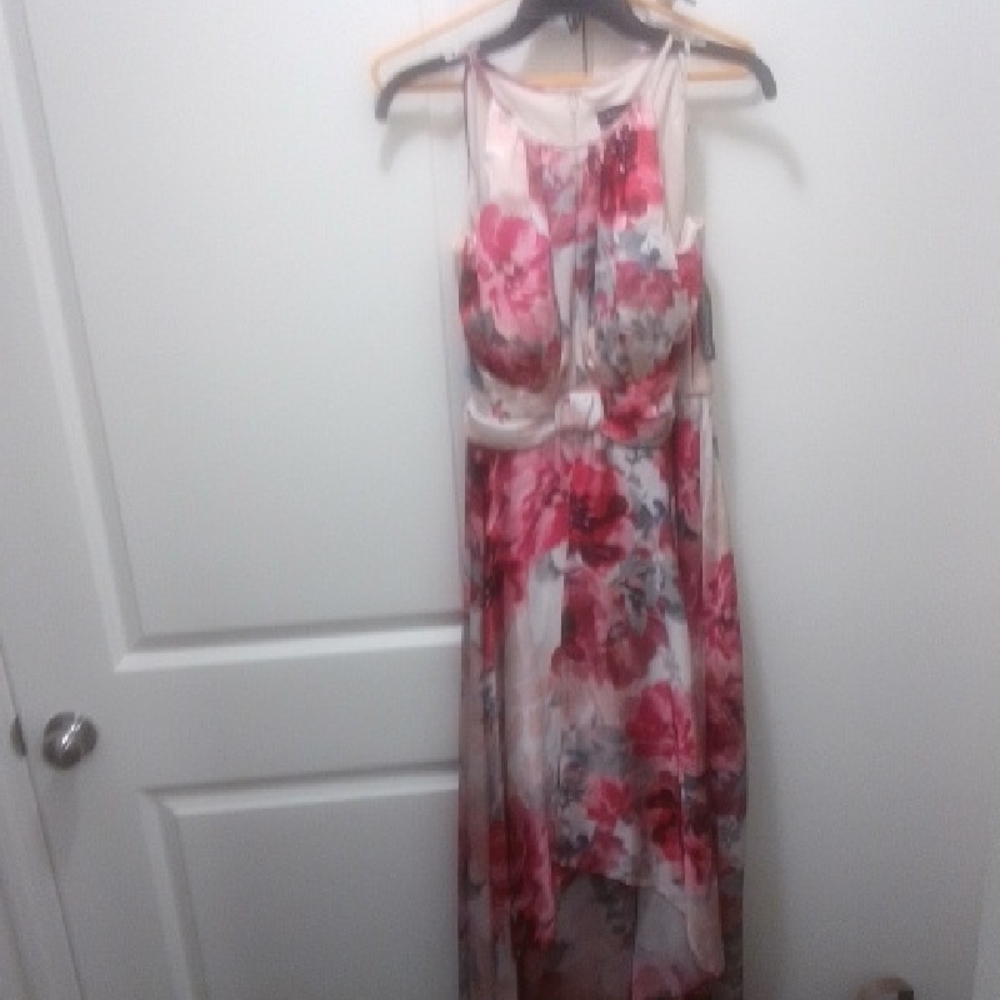 NWT R & M Richards Pink Floral High Low Dress
